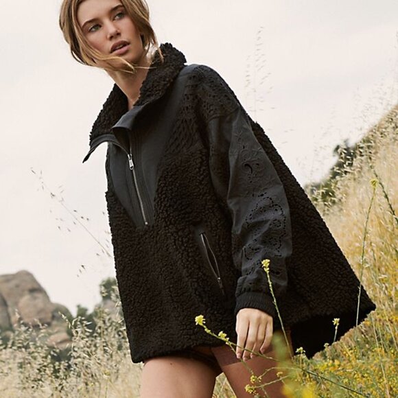 FREE PEOPLE Movement Care FP Seaside Fleece Black Jacket Size L NWT - Picture 3 of 13